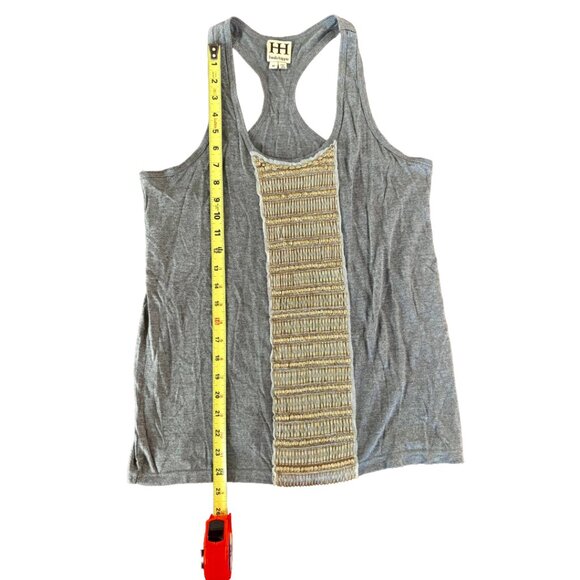 Haute Hippie Gray Racerback Tank w/ Gold Embellishment Size M - Picture 9 of 9